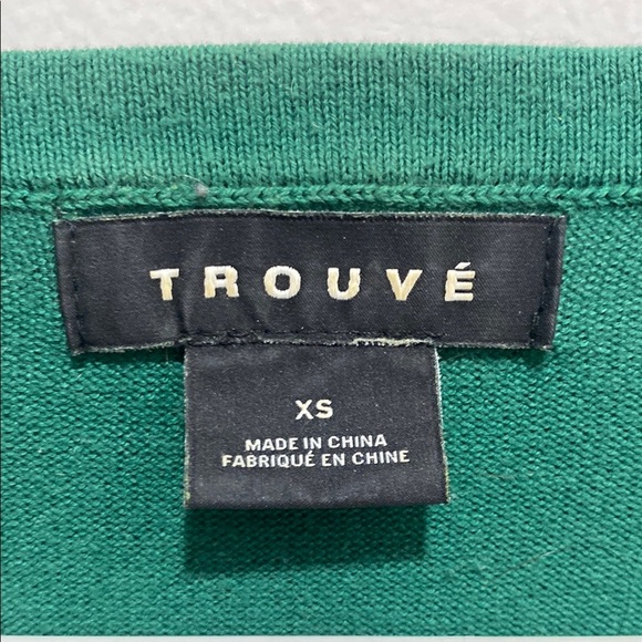 Trouvé Green Crew Neck Sweater with Textured Knit 3/4 Sleeves XS - Picture 2 of 4